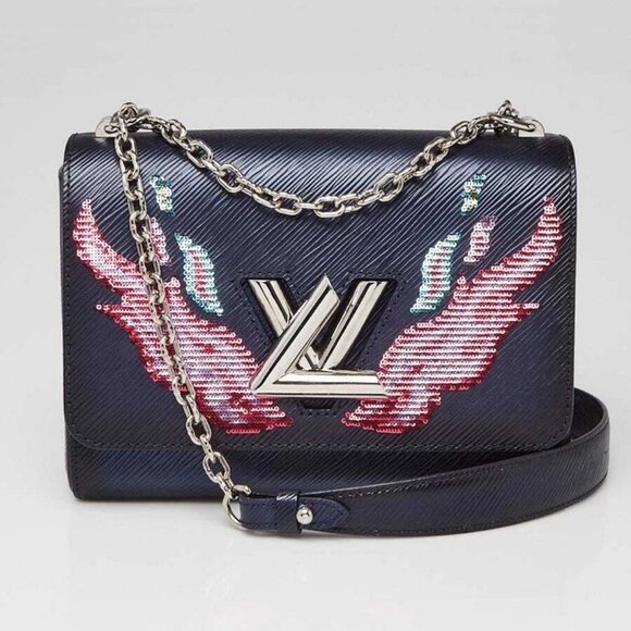 Louis Vuitton Blue Nuit Epi Leather and Sequin Flames Twist MM Bag - Picture 1 of 11
